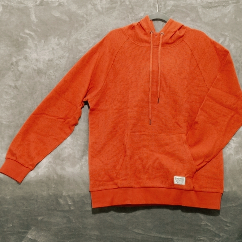 Mens Burnt Orange Thermal Hoodie